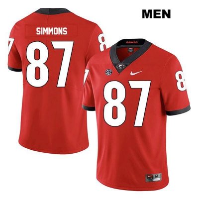 Men's Georgia Bulldogs NCAA #87 Tyler Simmons Nike Stitched Red Legend Authentic College Football Jersey GCU3054HC